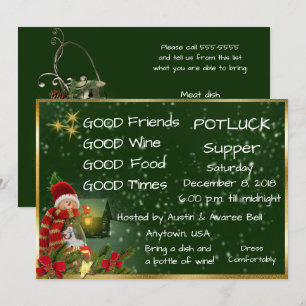 Invitation Soirée de Noël à potluck