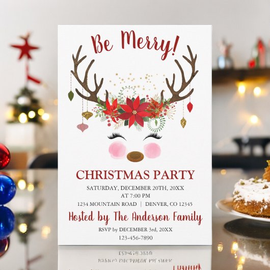 Invitation Soirée de Noël à Reindeer