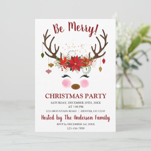 Invitation Soirée de Noël à Reindeer (Debout devant)