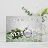 Invitation Soirée de Noël à ruban blanc (Debout devant)