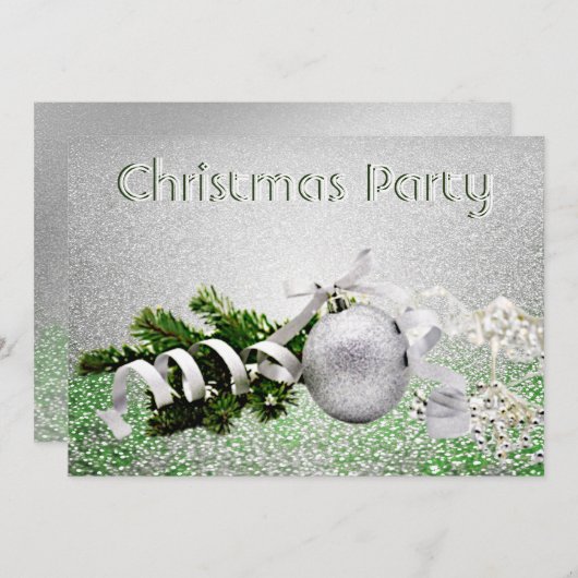 Invitation Soirée de Noël à ruban blanc (Devant / Derrière)