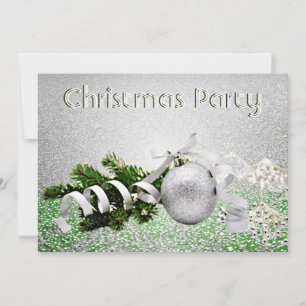 Invitation Soirée de Noël à ruban blanc