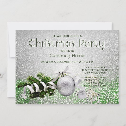 Invitation Soirée de Noël à ruban blanc (Devant)