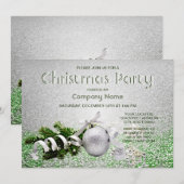 Invitation Soirée de Noël à ruban blanc (Devant / Derrière)