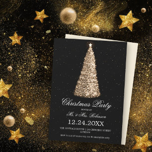 Invitation Soirée de Noël Arbre d'or noir