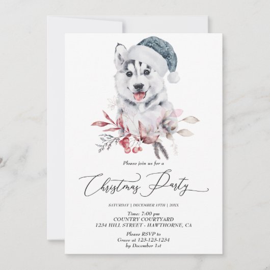 Invitation Soirée de Noël au chiot (Devant)