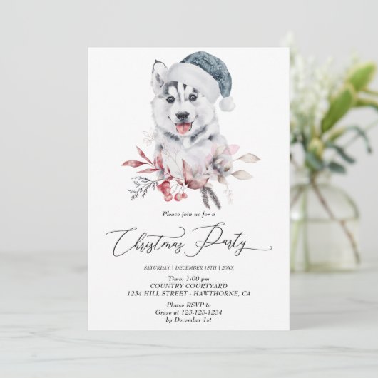 Invitation Soirée de Noël au chiot (Debout devant)