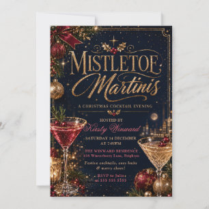 Invitation Soirée de Noël au gui et aux martinis