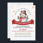 Invitation Soirée de Noël aux flocons d'or de Snowman<br><div class="desc">Joli Snowman Gold Snowflakes Noël Fête Invitation.</div>