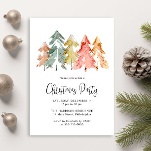 Invitation Soirée de Noël aux pins élégants