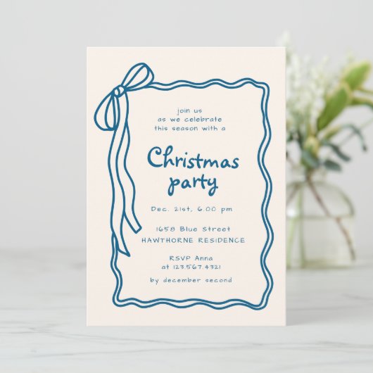 Invitation Soirée de Noël avec cadre à mâchoires croquées (Debout devant)