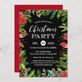 Invitation Soirée de Noël | Baies et pins rustiques (Devant / Derrière)