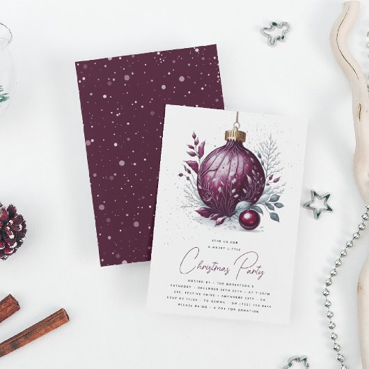 Invitation Soirée de Noël Bauble Botanique