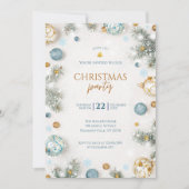 Invitation Soirée de Noël blanc et bleu (Devant)