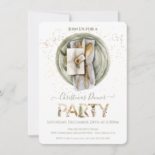 Invitation Soirée de Noël Boho (Devant)