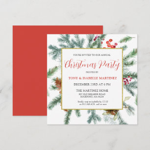 Invitation Soirée de Noël botanique d'hiver rustique