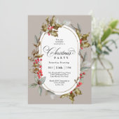 Invitation Soirée de Noël botanique Elegant Holly et Berry (Debout devant)