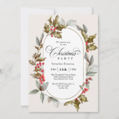Invitation Soirée de Noël botanique Elegant Holly et Berry (Devant)