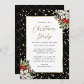 Invitation Soirée de Noël botanique en or noir (Devant / Derrière)