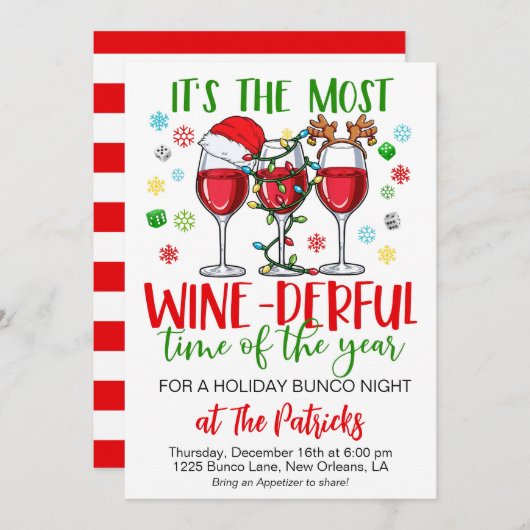 Invitation Soirée de Noël Bunco (Devant / Derrière)