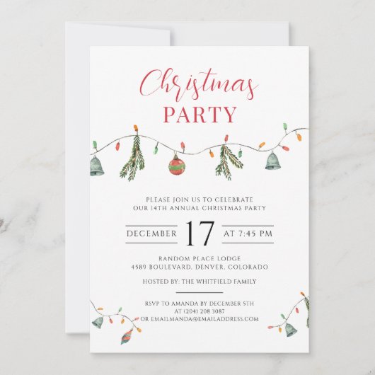 Invitation Soirée de Noël Chic Boho Plaid (Devant)