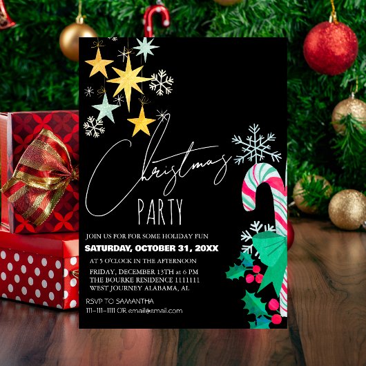 Invitation Soirée de Noël chic moderne élégant