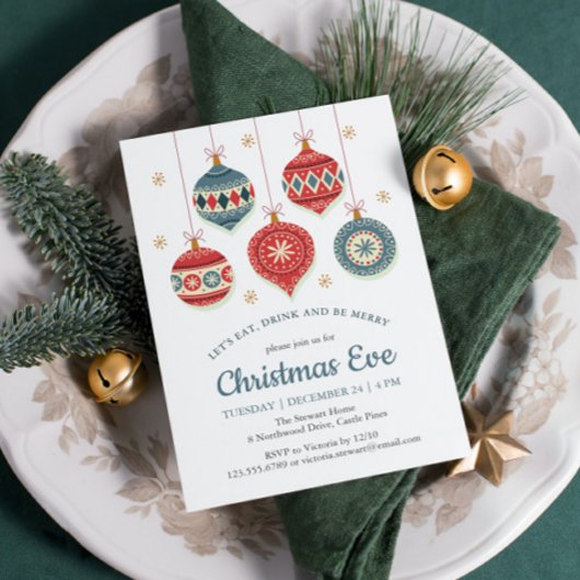 Invitation Soirée de Noël Chic Ornement