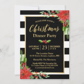Invitation Soirée de Noël Classique Poinsettia Floral (Devant)