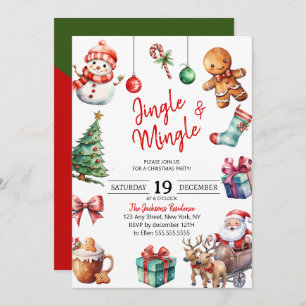 Invitation Soirée de Noël Cute Jingle & Mingle
