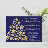 Invitation Soirée de Noël dans l'arbre traditionnel doré (Debout devant)