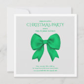 Invitation Soirée de Noël de la Bow verte moderne (Devant)