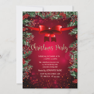 Invitation Soirée de Noël de la société Chic Holly Berries Re