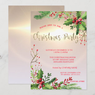 Invitation Soirée de Noël de la société Elegant Chic Holly Be