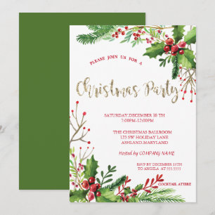 Invitation Soirée de Noël de la Stylish Holly Berries Company