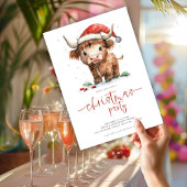 Invitation Soirée de Noël de la vache de Père Noël Highland