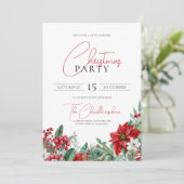 Invitation Soirée de Noël de l'aquarelle de Poinsettia (Debout devant)