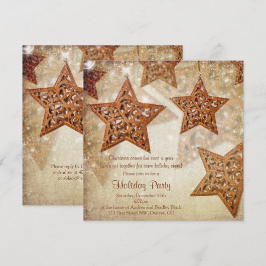 Invitation Soirée de Noël de l'Arbre Rustique (Devant / Derrière)