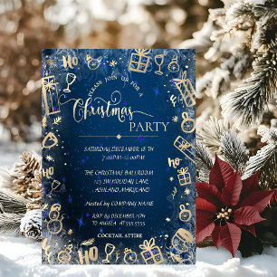 Invitation Soirée de Noël de l'Elegant Gold Blue Company
