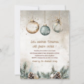 Invitation "Soirée de Noël de l'ornement rustique | Bleu et o (Devant)