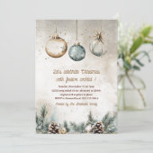 Invitation "Soirée de Noël de l'ornement rustique | Bleu et o (Debout devant)