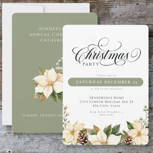 Invitation Soirée de Noël de Poinsettia blanche