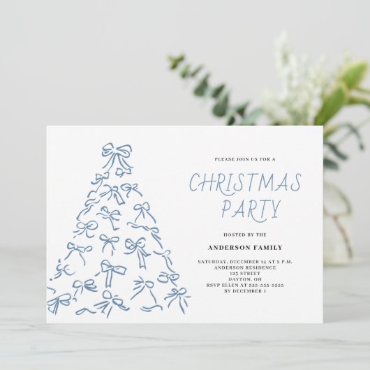 Invitation Soirée de Noël de Scribble Bow moderne (Debout devant)