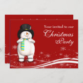 Invitation Soirée de Noël de Snowman (Devant / Derrière)