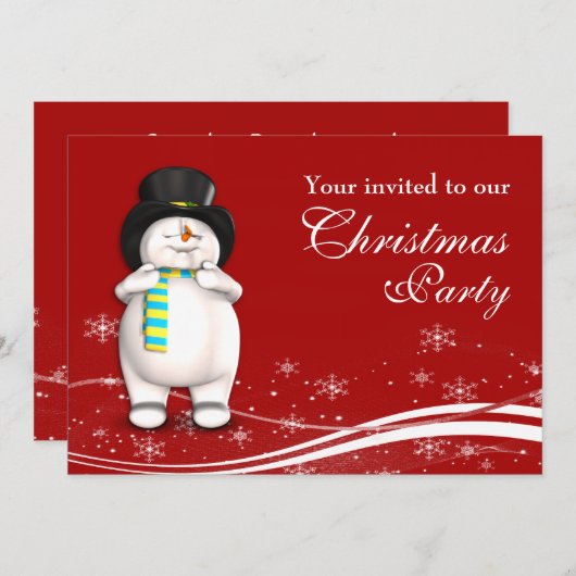 Invitation Soirée de Noël de Snowman (Devant / Derrière)