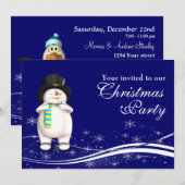 Invitation Soirée de Noël de Snowman et Penguin (Devant / Derrière)