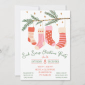 Invitation Soirée de Noël d'échange de chaussettes, Fête de f (Devant)