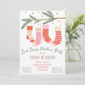 Invitation Soirée de Noël d'échange de chaussettes, Fête de f (Debout devant)