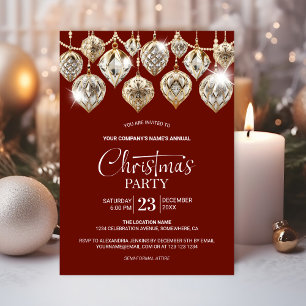 Invitation Soirée de Noël d'entreprise Élégants Bijoux en Or