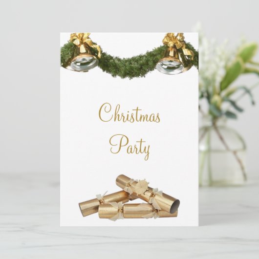 Invitation Soirée de Noël des cloches et des crackers mignons (Debout devant)