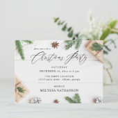 Invitation Soirée de Noël des Feuilles de pin rustique (Debout devant)